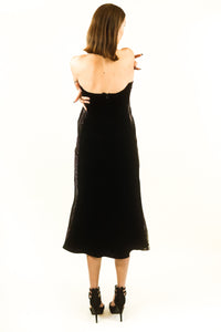 I. Magnin Strapless Velvet and Beaded Dress