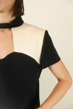 Load image into Gallery viewer, Courreges c.1980&#39;s Black/White Mod Space Age With Key Hole Neckline Dress
