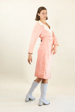Load image into Gallery viewer, Courreges c. 1980&#39;s Pink and White Dot Skirt Suit

