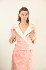 Load image into Gallery viewer, Courreges c. 1980&#39;s Pink and White Dot Skirt Suit
