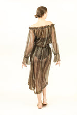 Load image into Gallery viewer, Brown &amp; Gold Metallic Stripe Skirt Set
