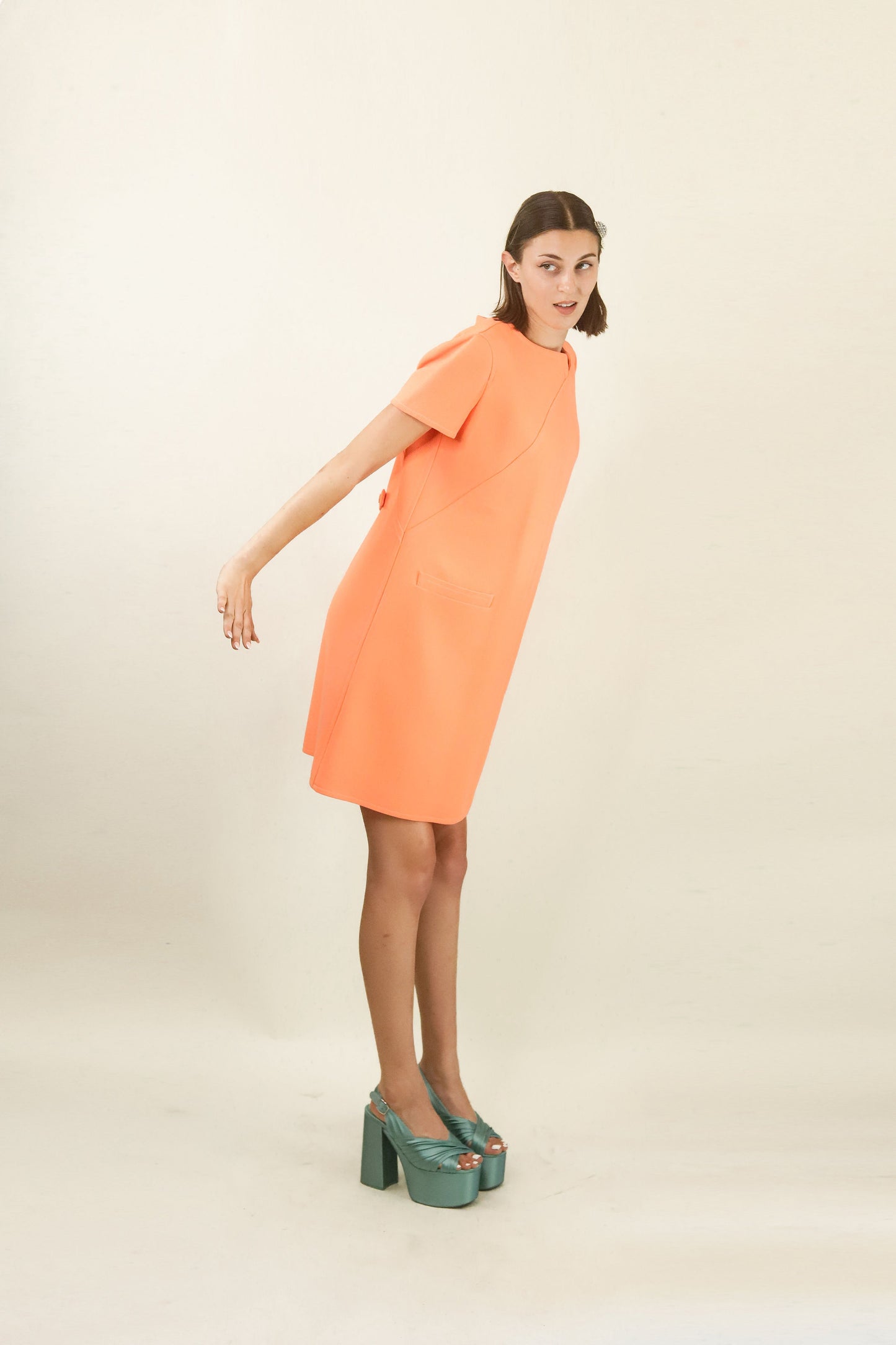 Courreges c. 1980's Peach Sorbet Dress with Pockets