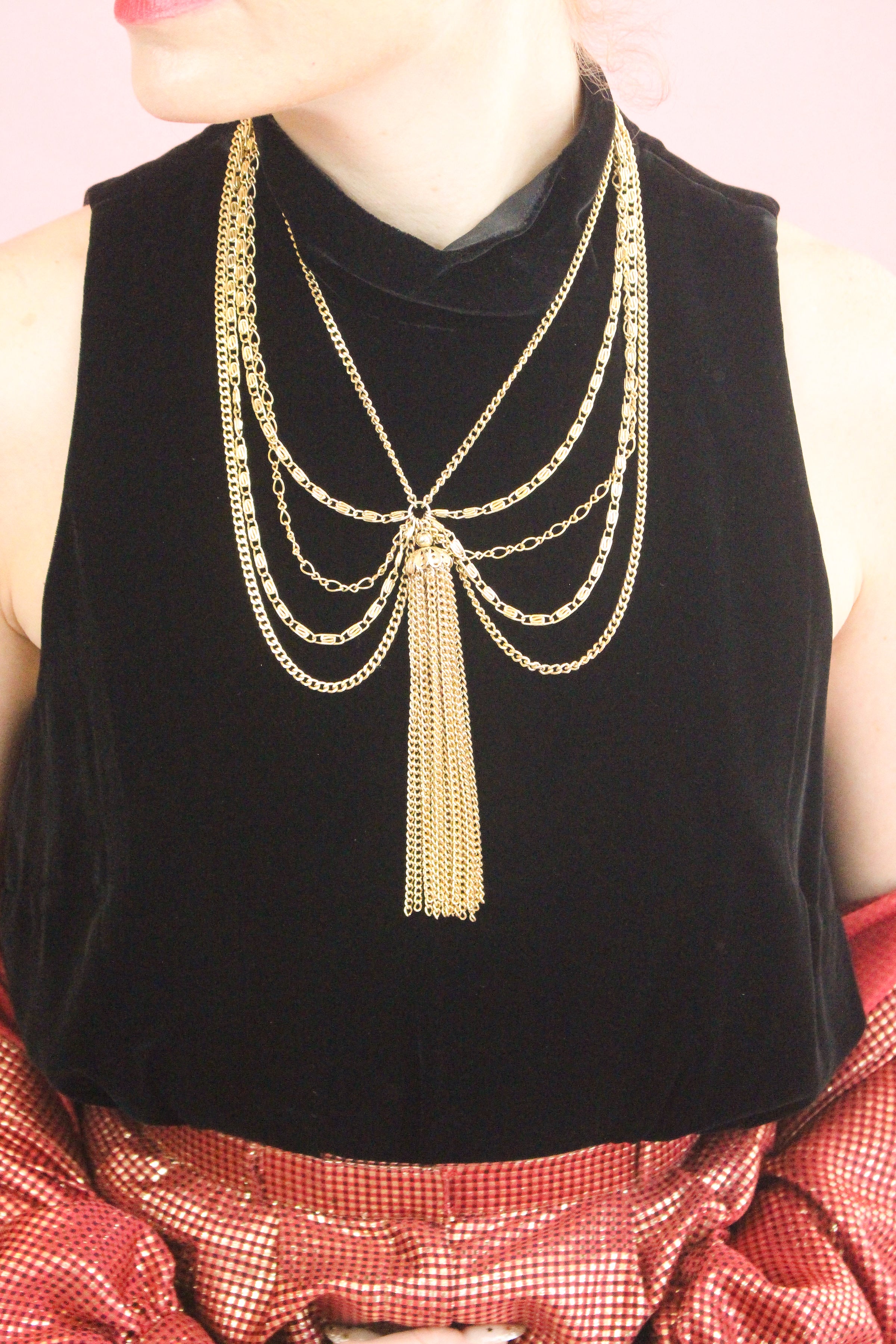 Multi Chain Tassel Necklace
