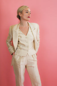 Ivory Three Piece Tuxedo Suit