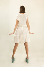 Load image into Gallery viewer, Courreges c. 1980&#39;s White Eyelet Skirt &amp; Top Set
