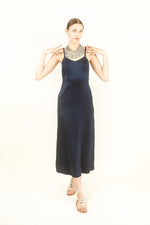 Load image into Gallery viewer, Navy Satin Slip Dress
