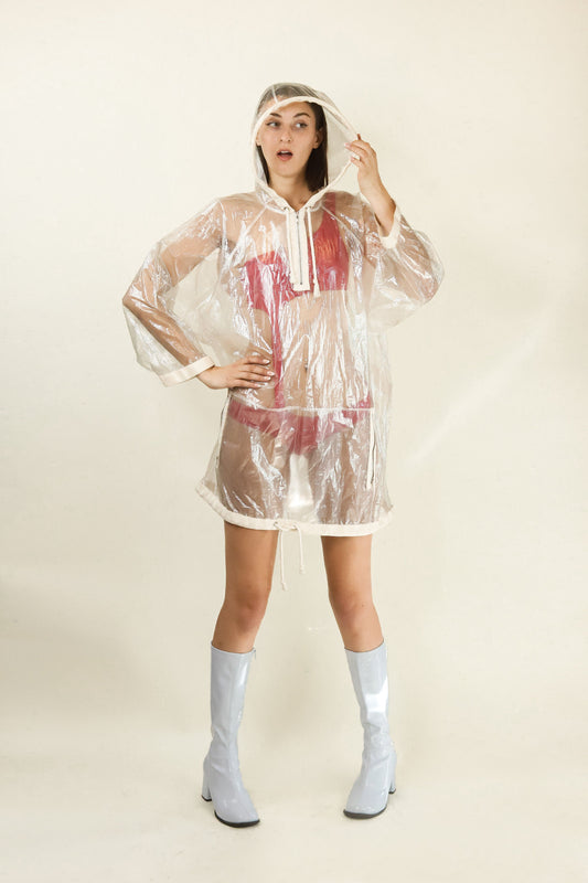 Courreges c. 1980's Clear Nylon Hooded Jacket