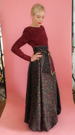 Load image into Gallery viewer, Mary McFadden Couture Belted Jacquard Print Gown
