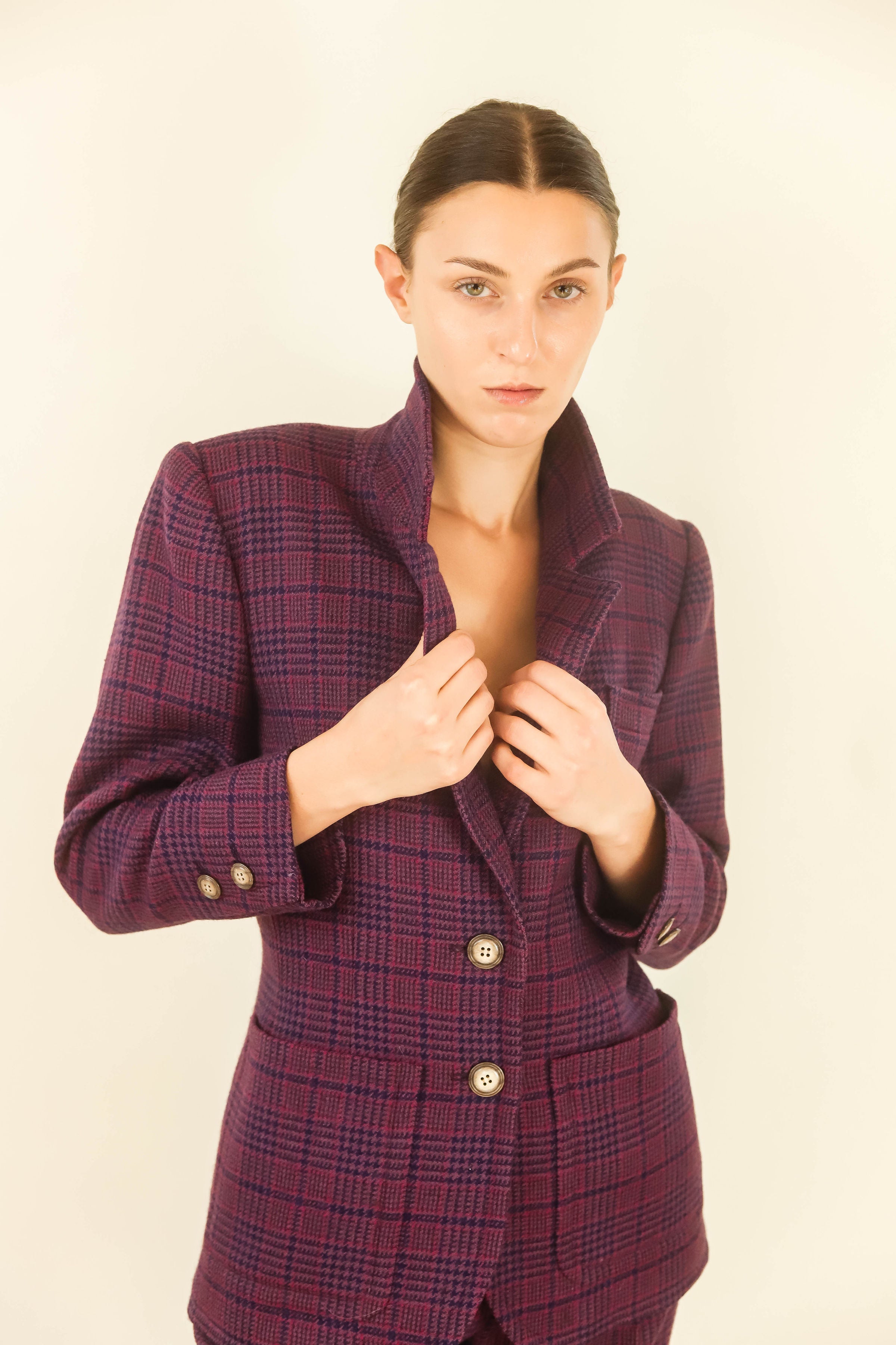 Yves Saint Laurent Wool Plaid Suit