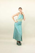 Load image into Gallery viewer, Courreges c. 1970&#39;s/80&#39;s Blue Swirl Halter Dress
