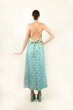 Load image into Gallery viewer, Courreges c. 1970&#39;s/80&#39;s Blue Swirl Halter Dress
