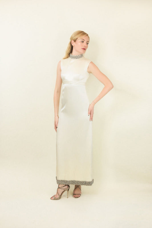 1960's Beaded Neck Wedding Gown - The Kit Vintage