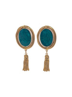 Load image into Gallery viewer, Green Stone Tassel Earring
