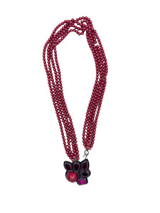 Red Multi-Link Pearl necklace with Pendant Stones