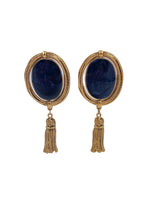Load image into Gallery viewer, Deep Blue Stone Tassel Earring
