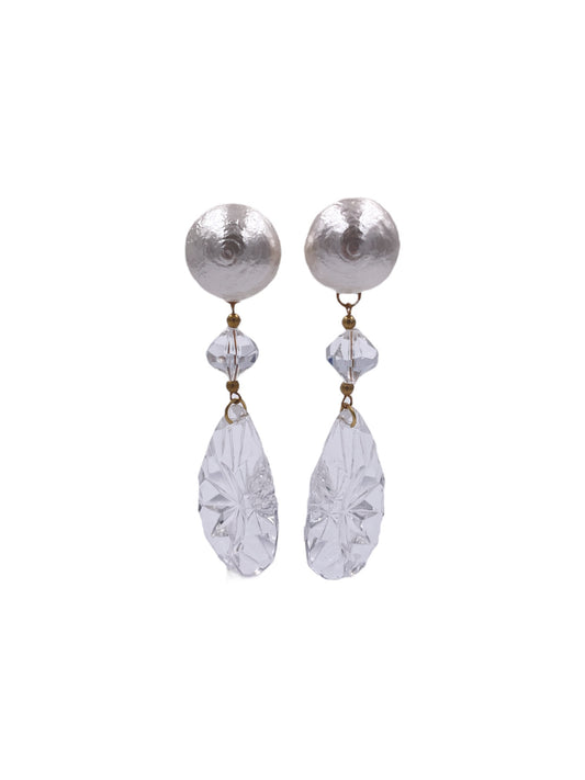 Lucite & Pearl Dropped Pierced Earring