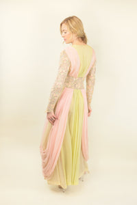 Herbert Schill Wien Chiffon with Lace Cut Out Waist Dress