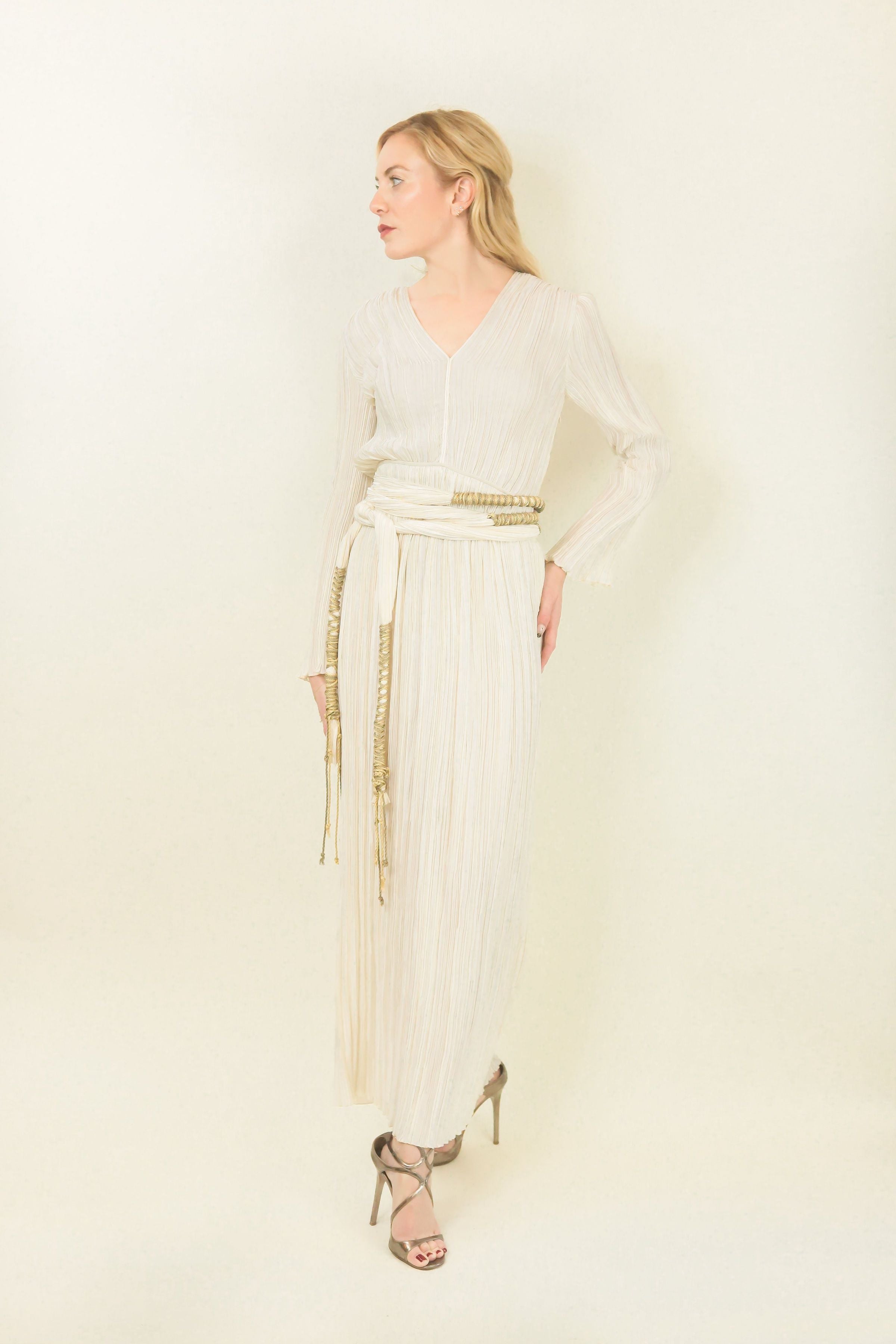 Mary McFadden Pleated Gown with Belt