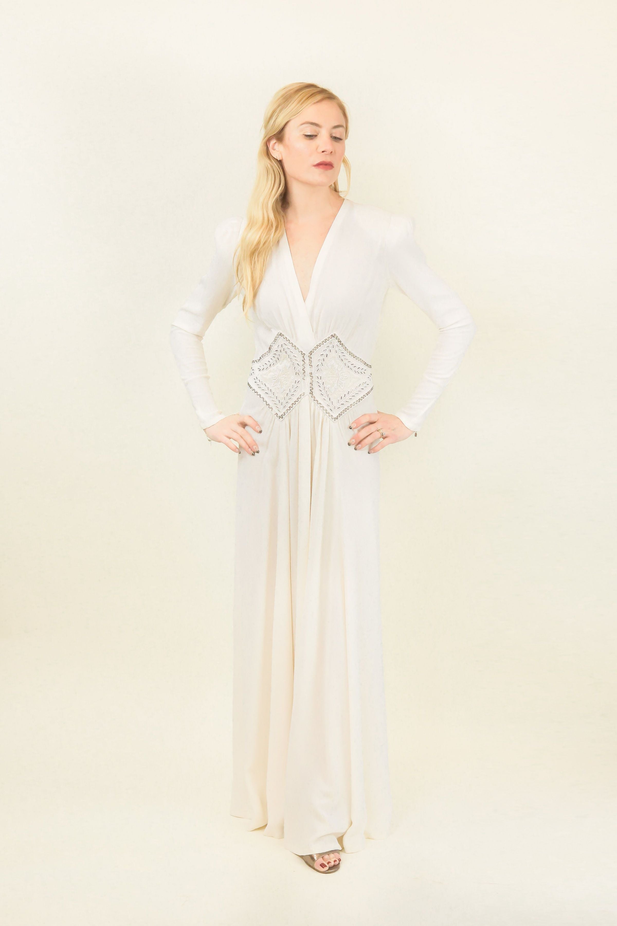 Ivory 70's Crepe Gown