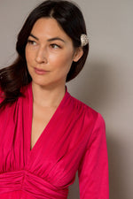Load image into Gallery viewer, Miss Elliette Fuchsia 1970&#39;s Accordian Pleated Gown

