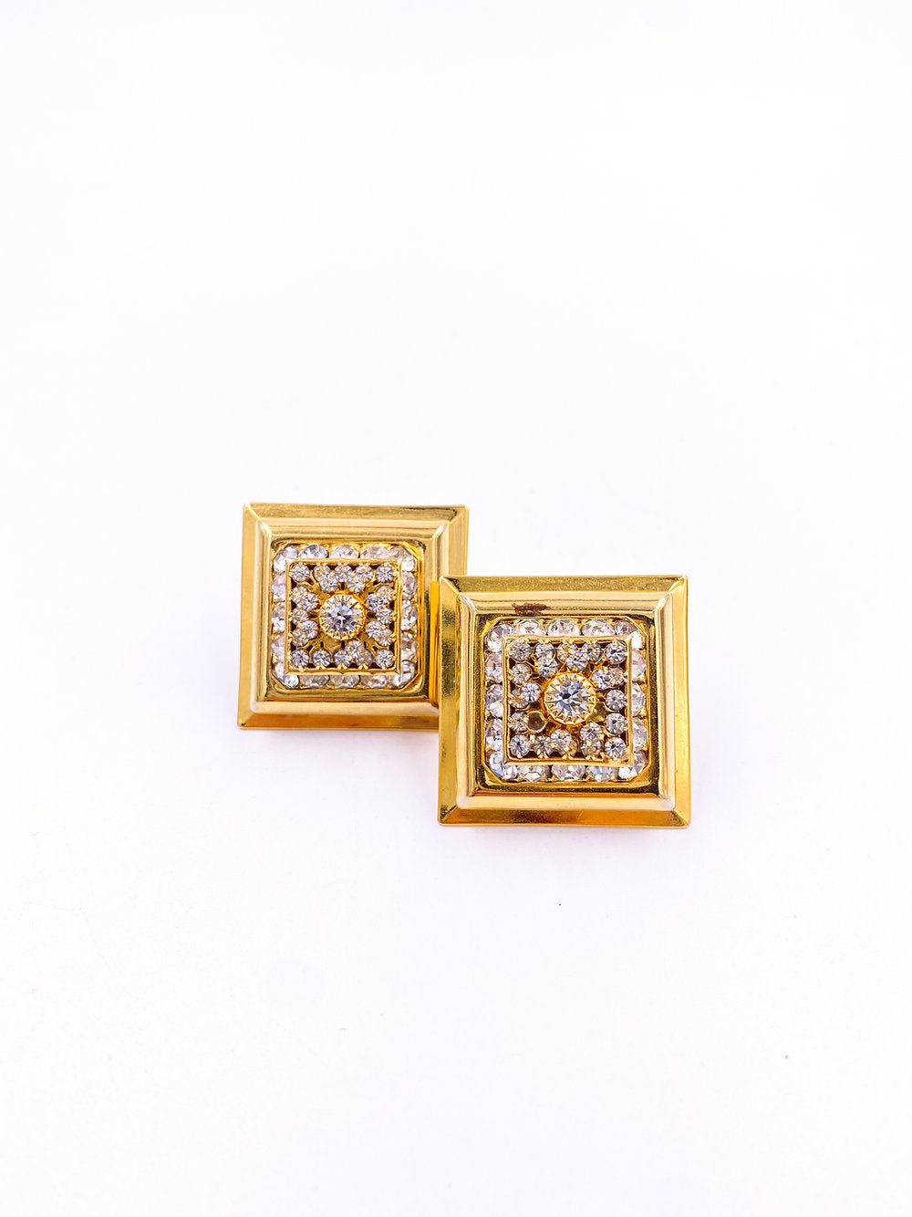 Square Crystal Clip-on Earrings