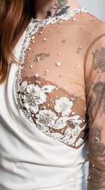 Load image into Gallery viewer, Illusion Beaded Bodice Gown with Train
