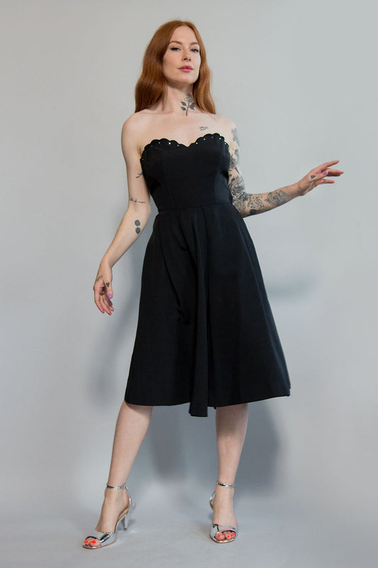 Scalloped Edge Strapless Dress - The Kit Vintage