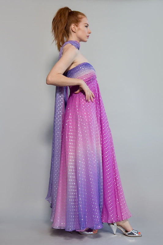 Strapless Ombre Metallic Gown - The Kit Vintage
