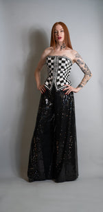 Load image into Gallery viewer, Ann Lawrence Sequin Checked Bustier and Sequin Pants
