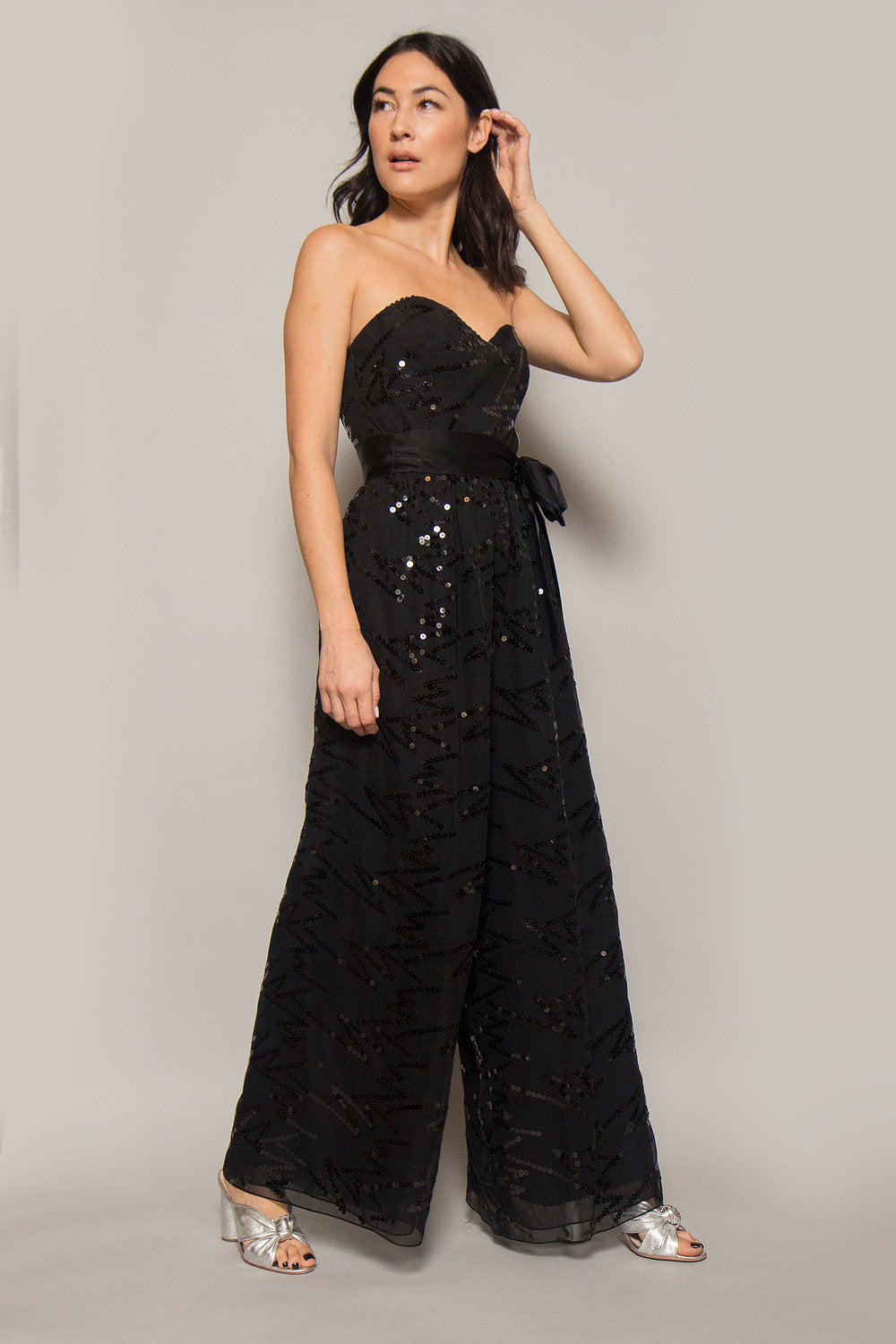 Ann Lawrence Strapless Sequin Jumpsuit