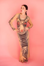 Load image into Gallery viewer, Jean Paul Gaultier Soleil Tattoo Print Mesh Dress Set
