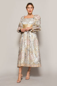 Leonard Metallic Tea Length Gown