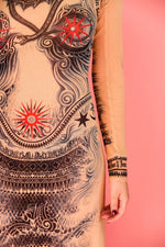 Load image into Gallery viewer, Jean Paul Gaultier Soleil Tattoo Print Mesh Dress Set
