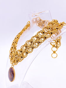 Stone Pendant Gold Chain Necklace