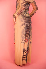 Load image into Gallery viewer, Jean Paul Gaultier Soleil Tattoo Print Mesh Dress Set
