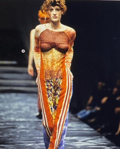 Jean Paul Gaultier Mesh Print Side Stripe Dress