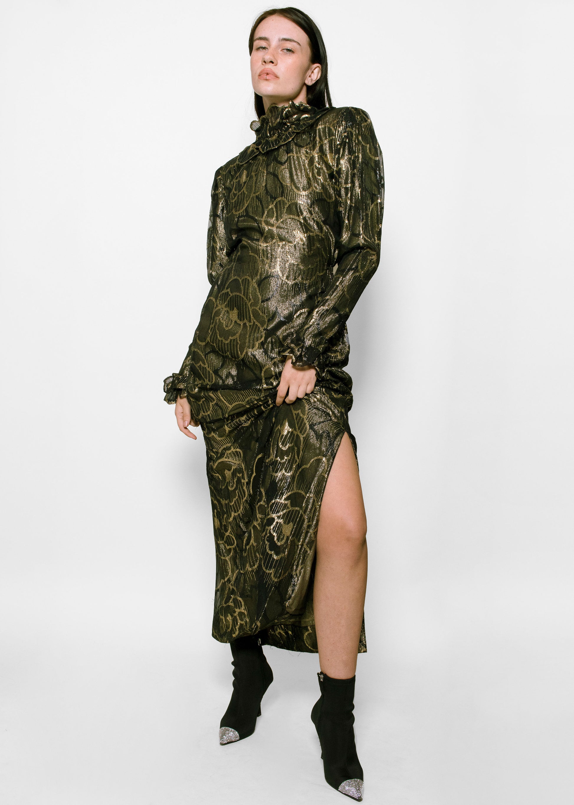 Pauline Trigere Black/Gold Metallic Dress The Kit Vintage Pauline Trigere Black/Gold Metallic Dress The Kit Vintage