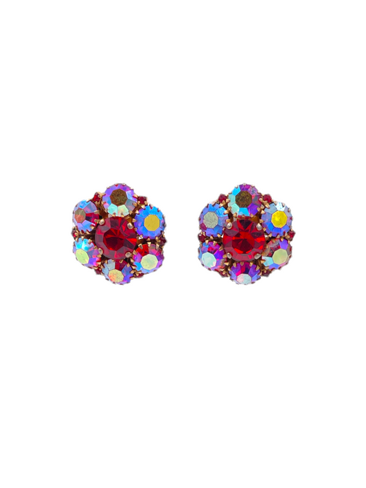 Cluster Pink Clip Earrings