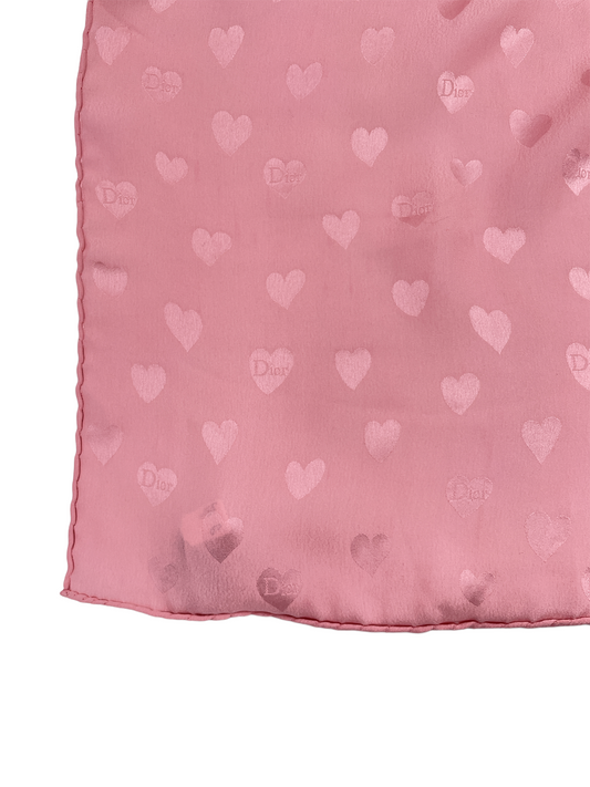Christian Dior Pink Heart Silk Scarf - The Kit Vintage