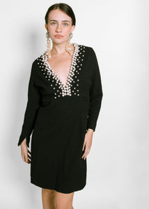 Donald Brooks Wool & Pearl Dress