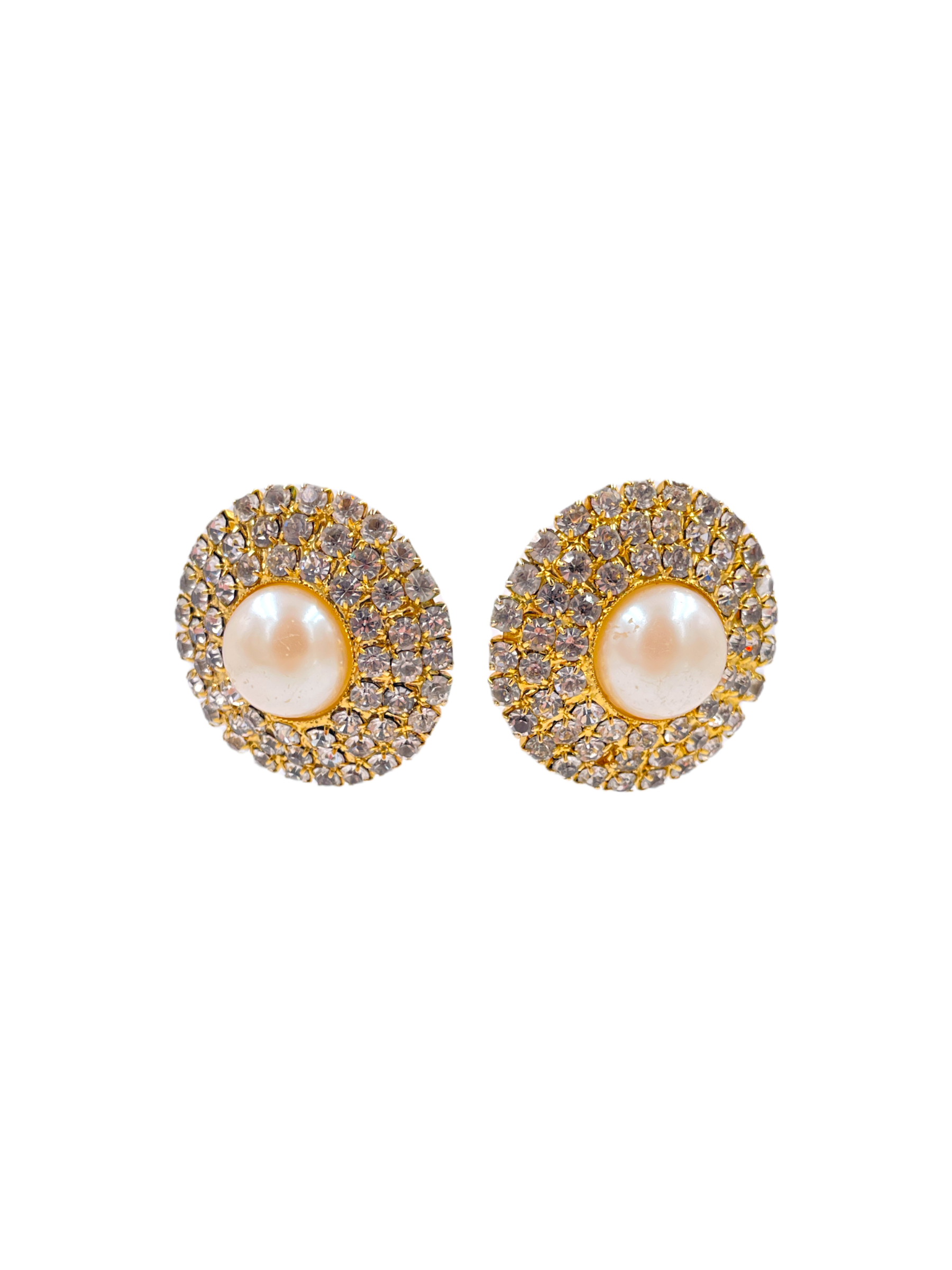 Crystal and Pearl Pinwheel Earrings