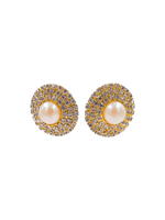 Load image into Gallery viewer, Crystal and Pearl Pinwheel Earrings
