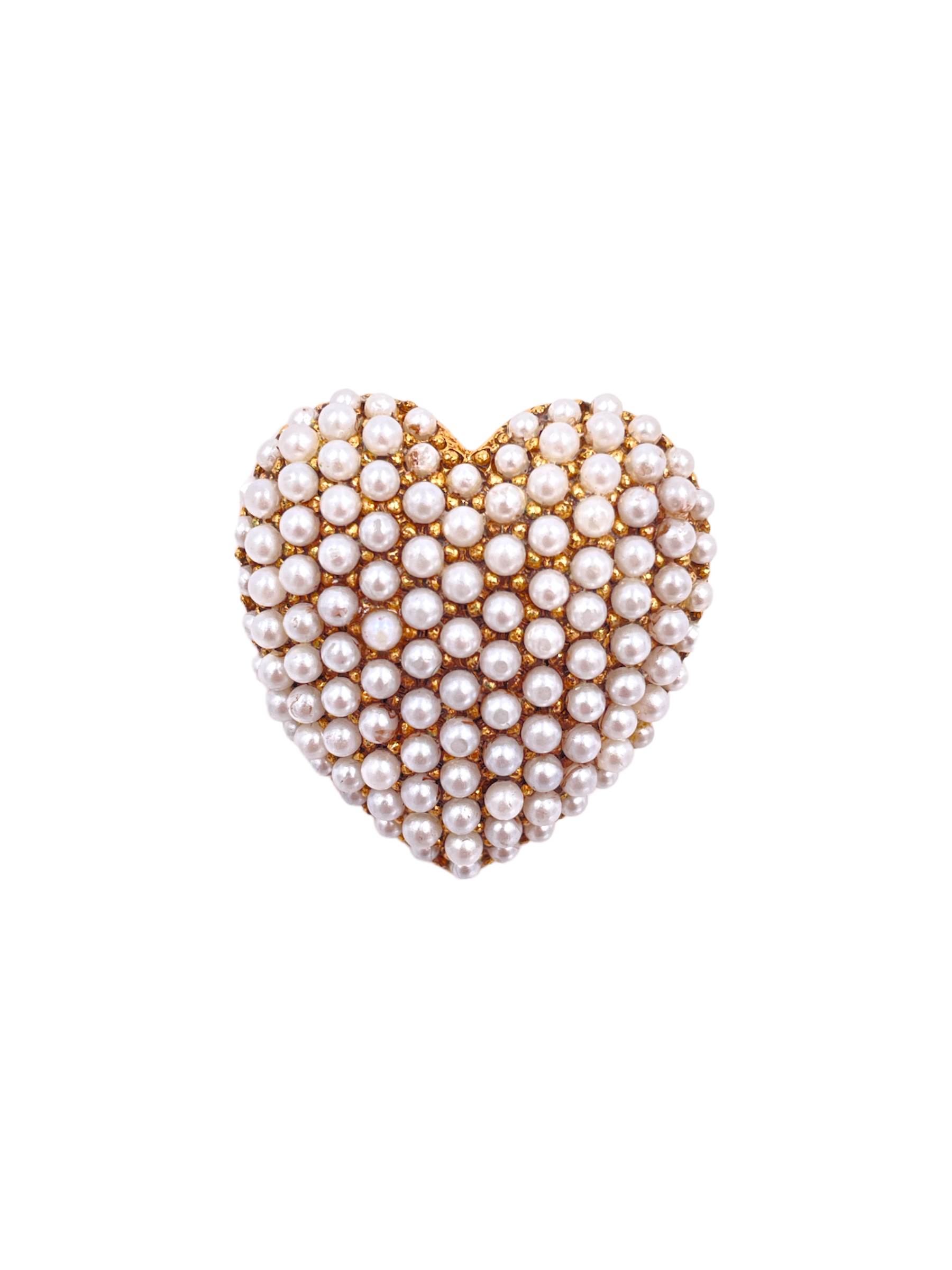 Weiss Pearl Heart Brooch