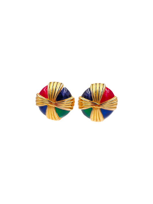 Gay Boyer Pinwheel Clip Earrings