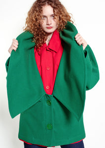 Jean Charles De Castelbajac Double Layer Red & Green Wool Coat