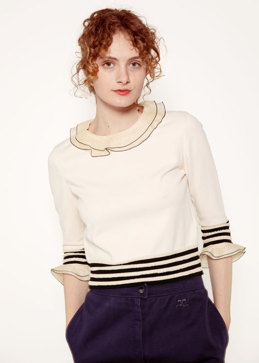 Alexander McQueen Blk Stripe Cream Sweater