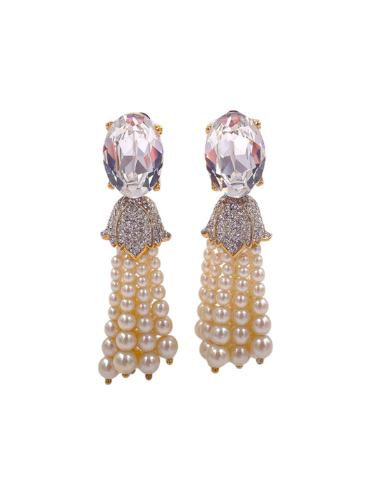 Crystal W/ Pearl Dangle Earrings
