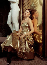 Load image into Gallery viewer, 1980&#39;s Liquid Gold Strapless Dress
