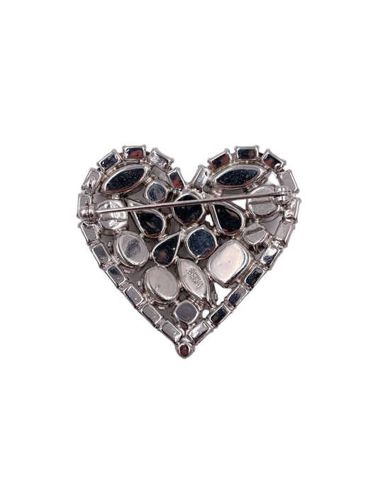 Weiss Crystal Heart Brooch - The Kit Vintage