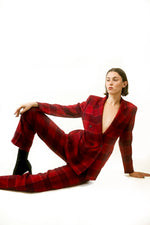 Load image into Gallery viewer, Salvatore Ferragamo 3-Piece Red Plaid Suit
